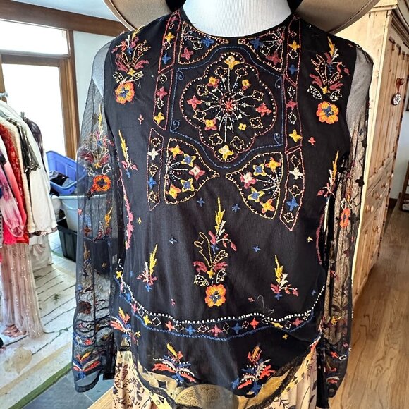 ZARA BEADED AND EMBROIDERED MESH TOP - Picture 4 of 7